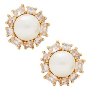 KATE SPADE • Candy Shop Pearl Crystal Clear Halo Stud Earrings